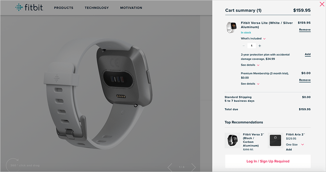 Fitbit checkout page