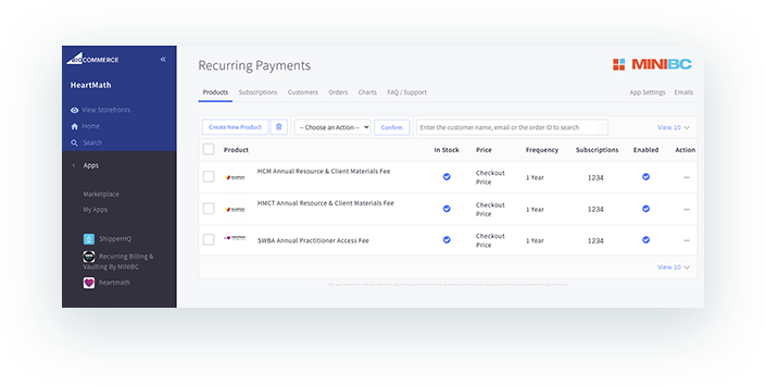 MiniBC for subscription payments