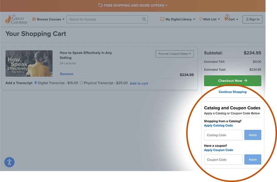 The Great Courses custom coupon solution