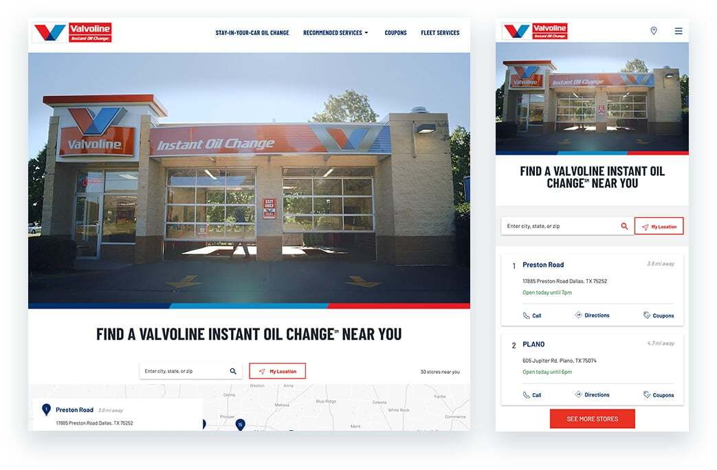 Valvoline Desktop Mobile Customer Experience