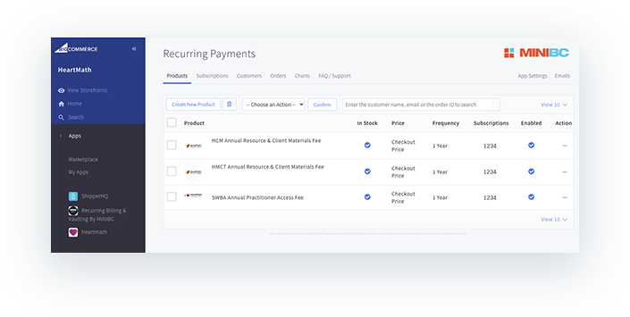 MiniBC for subscription payments