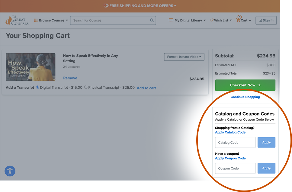 The Great Courses custom coupon solution