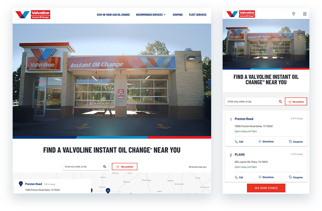 Valvoline Desktop Mobile Customer Experience